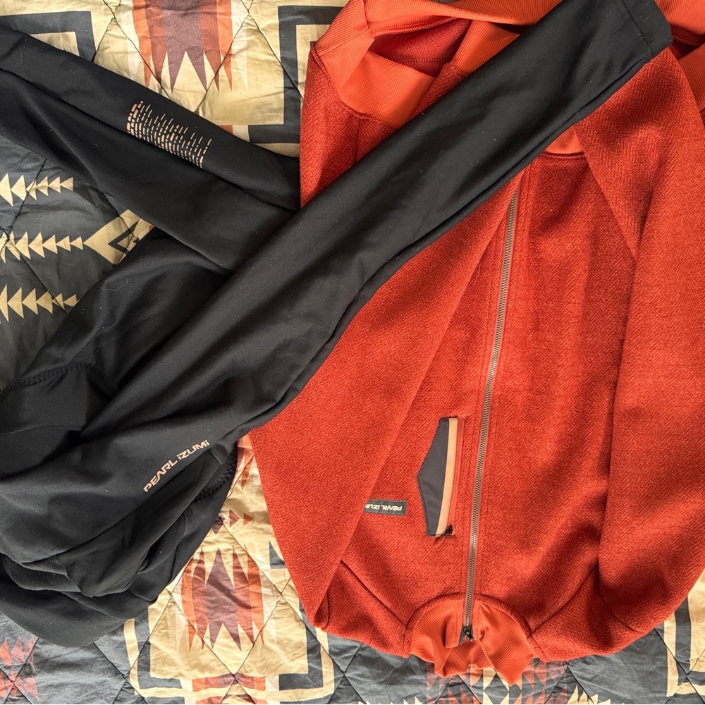 Pearl Izumi Women's biking Red and Black Jacket w/ thermal leggings